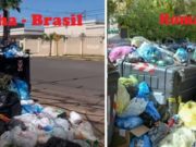 Lixo de Cachoeirinha no Brasil e o lixo de Roma na Itália estão nas ruas e avenidas “a céu aberto” causando prejuízos a saúde pública