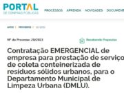 GOVERNO DO PREFEITO MELO PROMOVE A CONTRATAÇÃO EMERGENCIAL DE EMPRESA PARA COLETA DE LIXO DA CAPITAL GAÚCHA