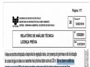 CETESB FAZ PROVA CONTRA SI PRÓPRIA QUE APONTA QUE INFOMAÇÕES EM RELATÓRIOS TÉCNICOS DESSA COMPANHIA SÃO INVERÍDICAS E FAVORECERAM A INSTALAÇÃO DE ATERRO SANITÁRIO
