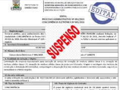 EDITAL DA LICITAÇÃO DO LIXO DE SIMÕES FILHO ABRIU E 24hs APÓS FOI SUSPENSO NA DATA DO INÍCIO DO RECEBIMENTO DAS PROPOSTAS